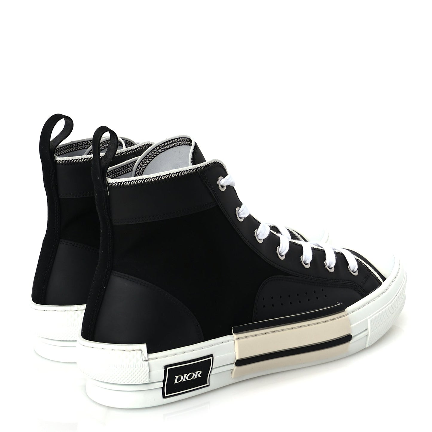 Christian Dior Nylon Calfskin Mens B23 High Top Sneakers 42.5 Black