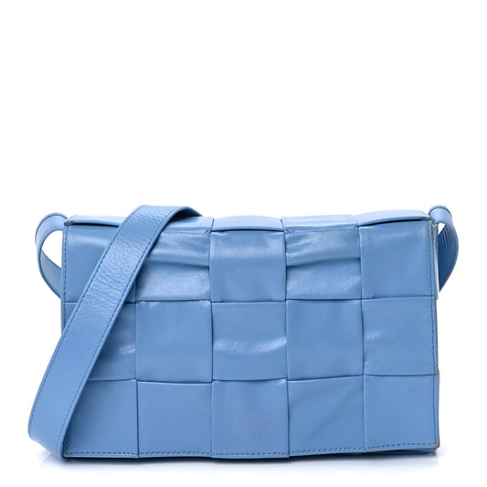 Bottega Veneta Paper Calfskin Maxi Intreccio Cassette Crossbody Bag  Pool