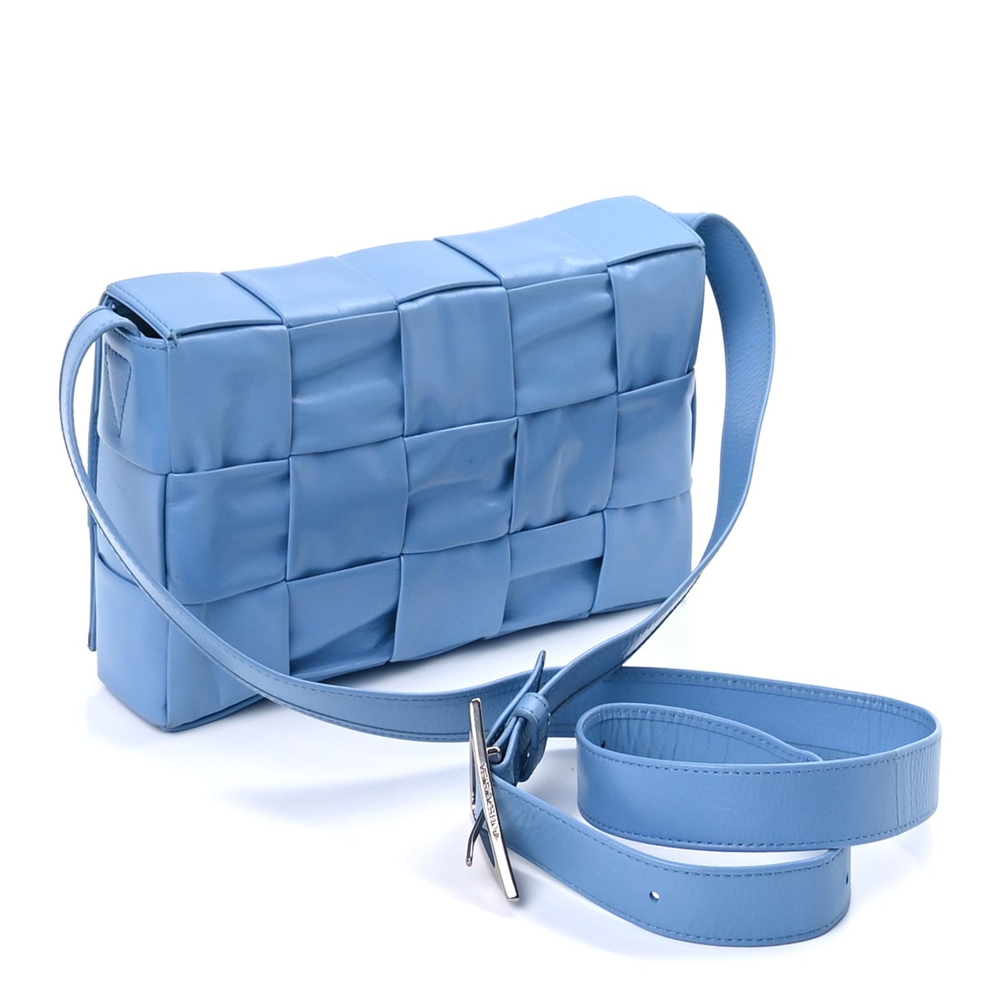 Bottega Veneta Paper Calfskin Maxi Intreccio Cassette Crossbody Bag  Pool