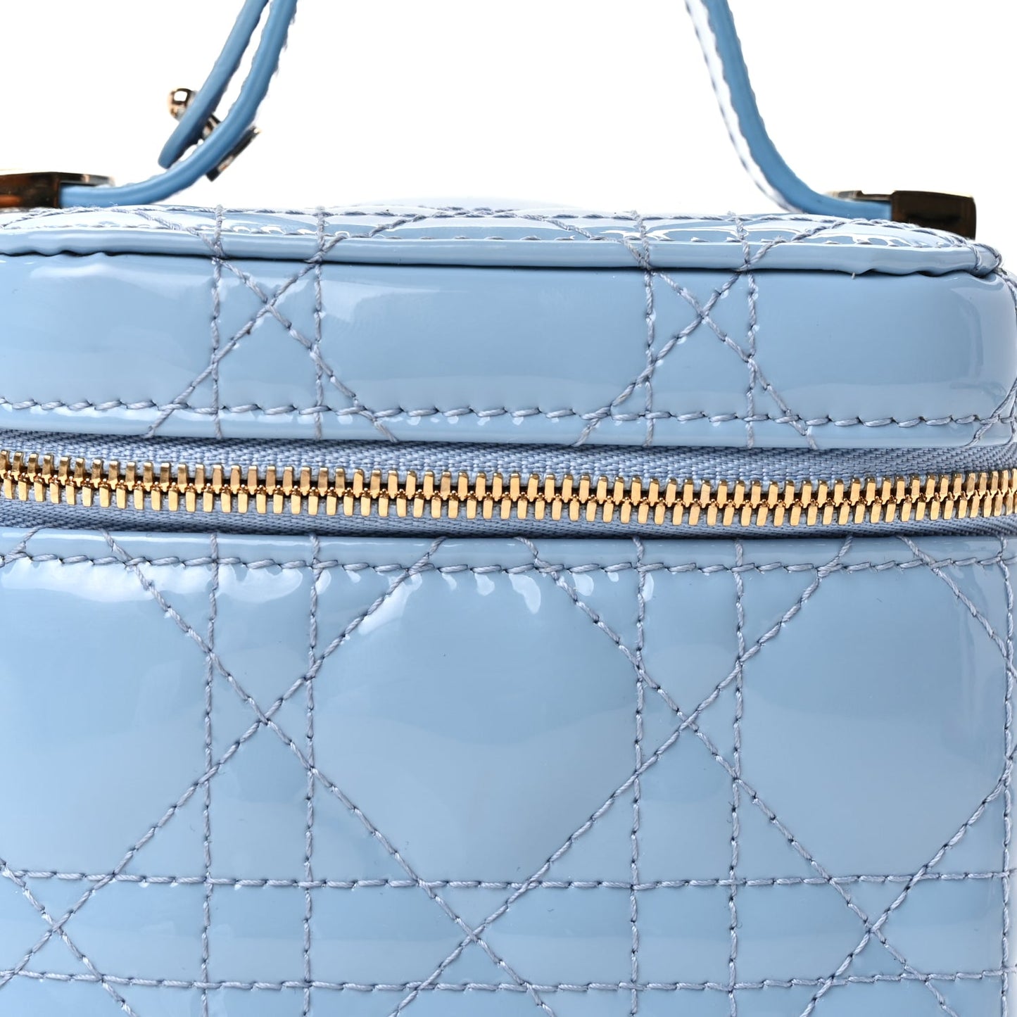 Christian Dior Patent Cannage Micro Vanity Case  Cornflower