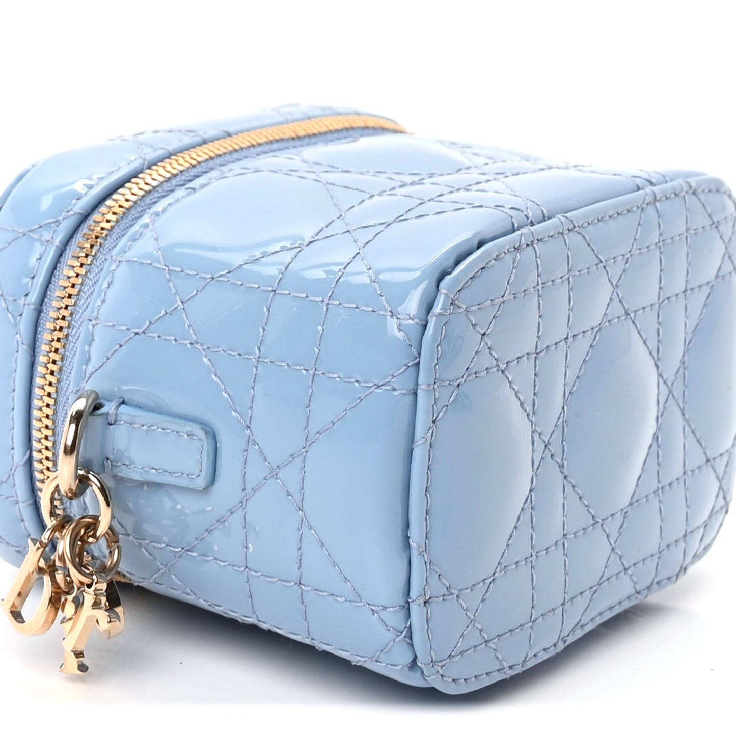 Christian Dior Patent Cannage Micro Vanity Case  Cornflower