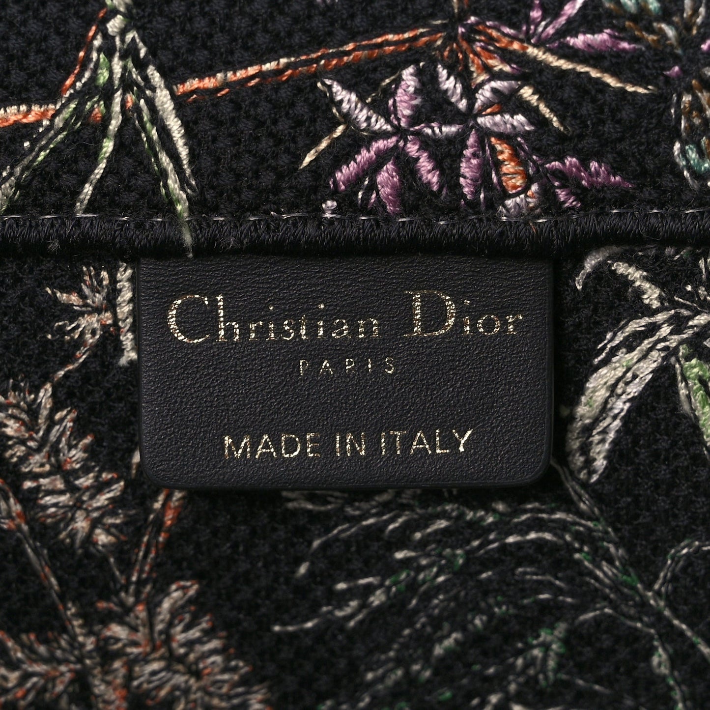 Christian Dior Canvas Embroidered Medium Herbarium Book Tote Black Multicolor