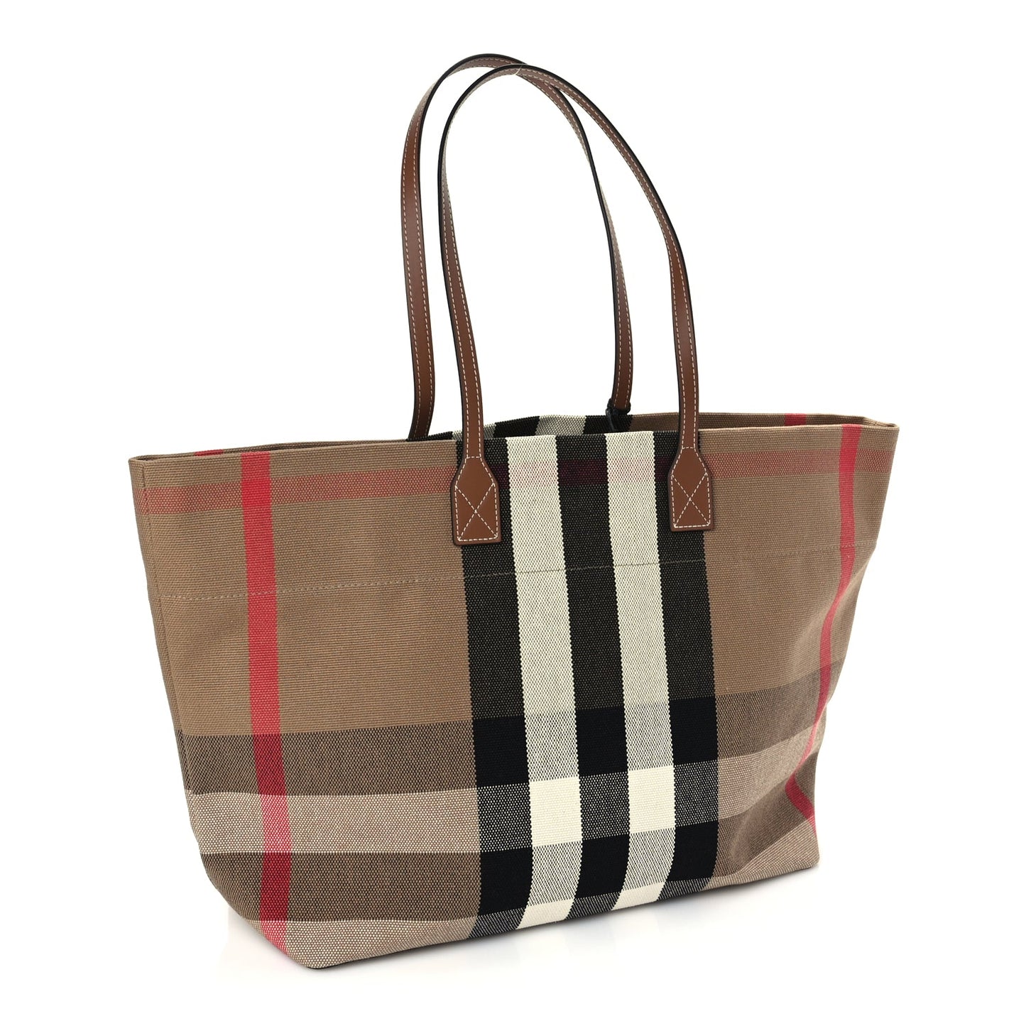 Burberry Giant Check Canvas Medium London Tote Taupe Brown
