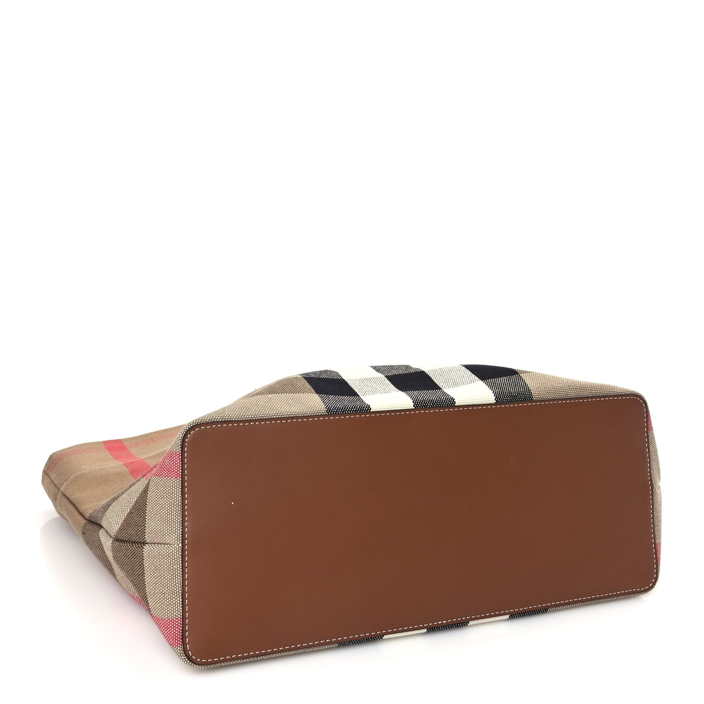 Burberry Giant Check Canvas Medium London Tote Taupe Brown