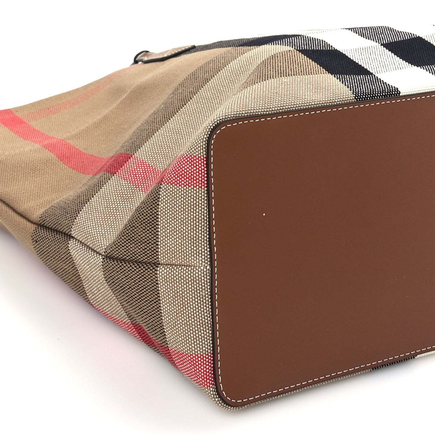 Burberry Giant Check Canvas Medium London Tote Taupe Brown