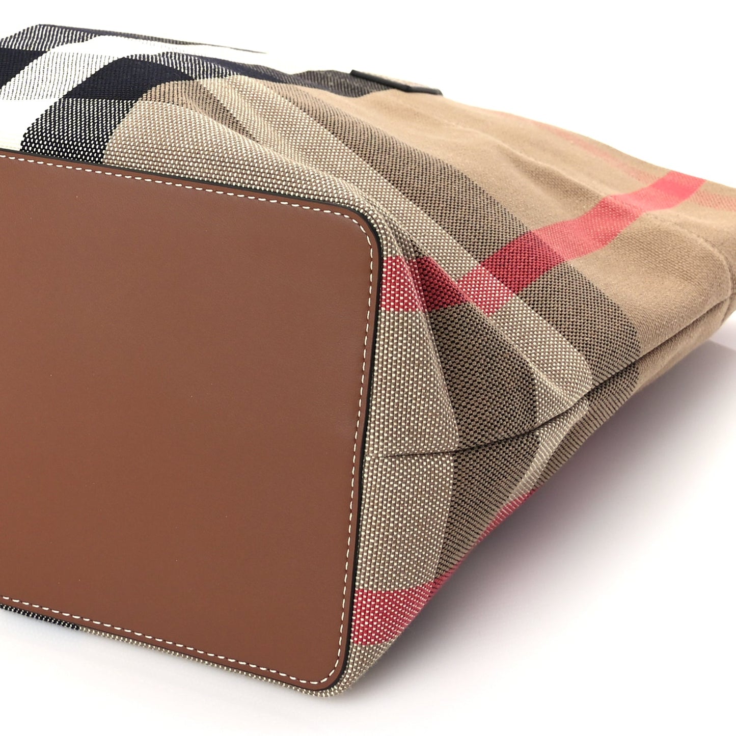 Burberry Giant Check Canvas Medium London Tote Taupe Brown
