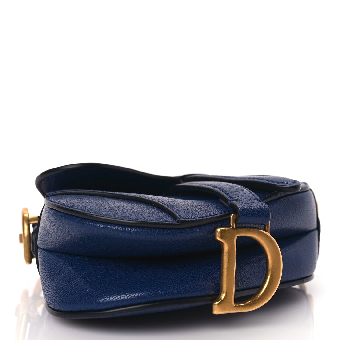 Christian Dior Goatskin Micro Saddle Bag With Strap Blue Royale