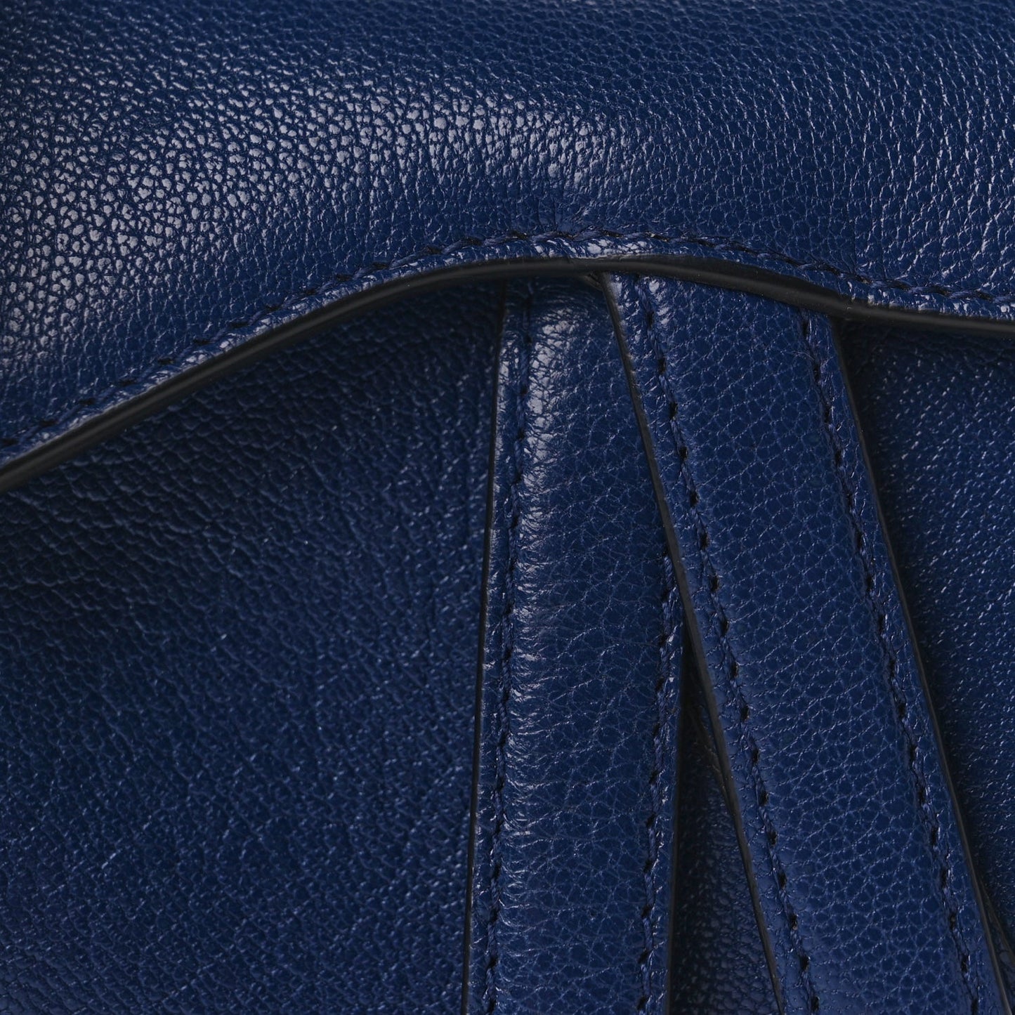Christian Dior Goatskin Micro Saddle Bag With Strap Blue Royale