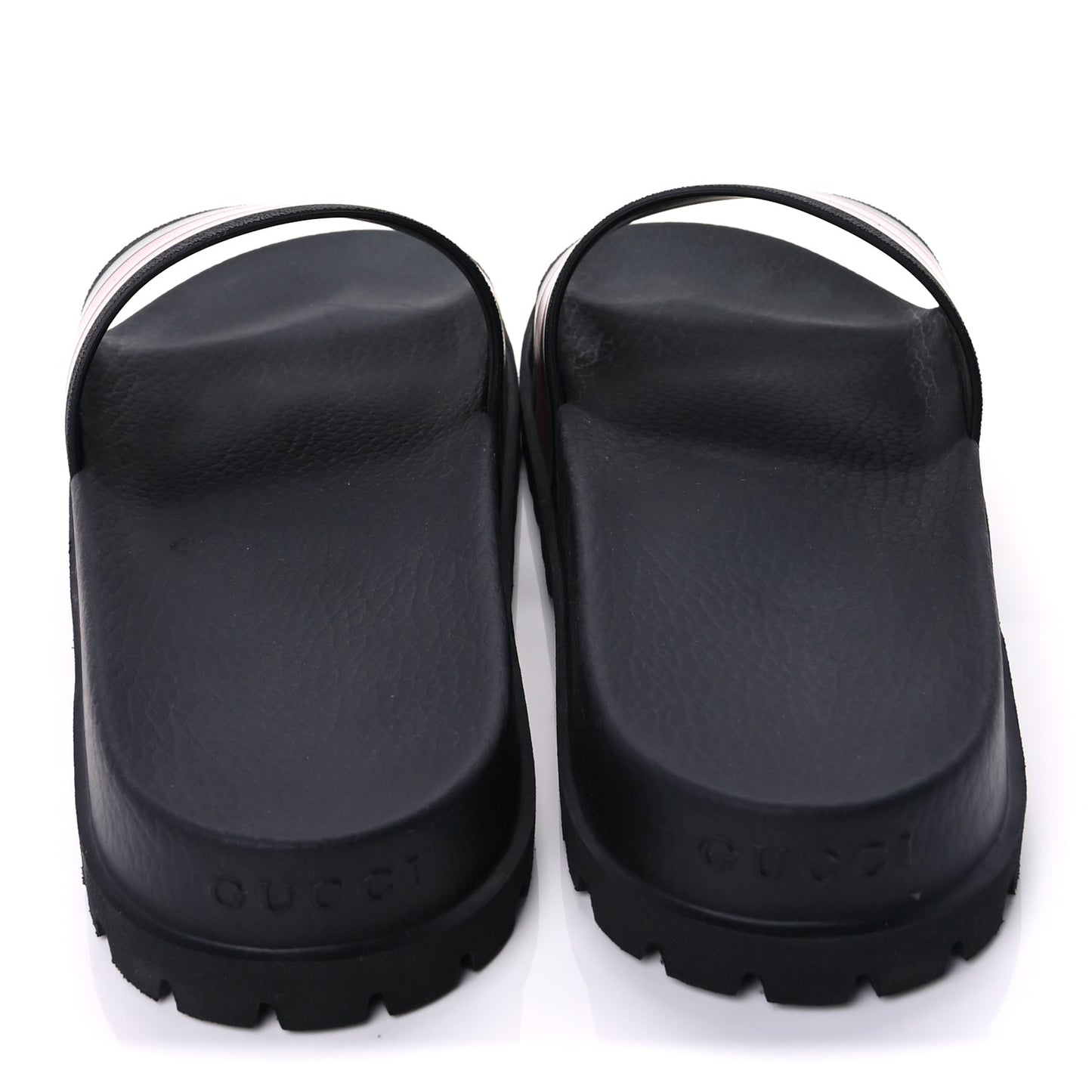 Gucci Rubber Web Mens Lug Sole Slide Sandals 10  Black Green Red