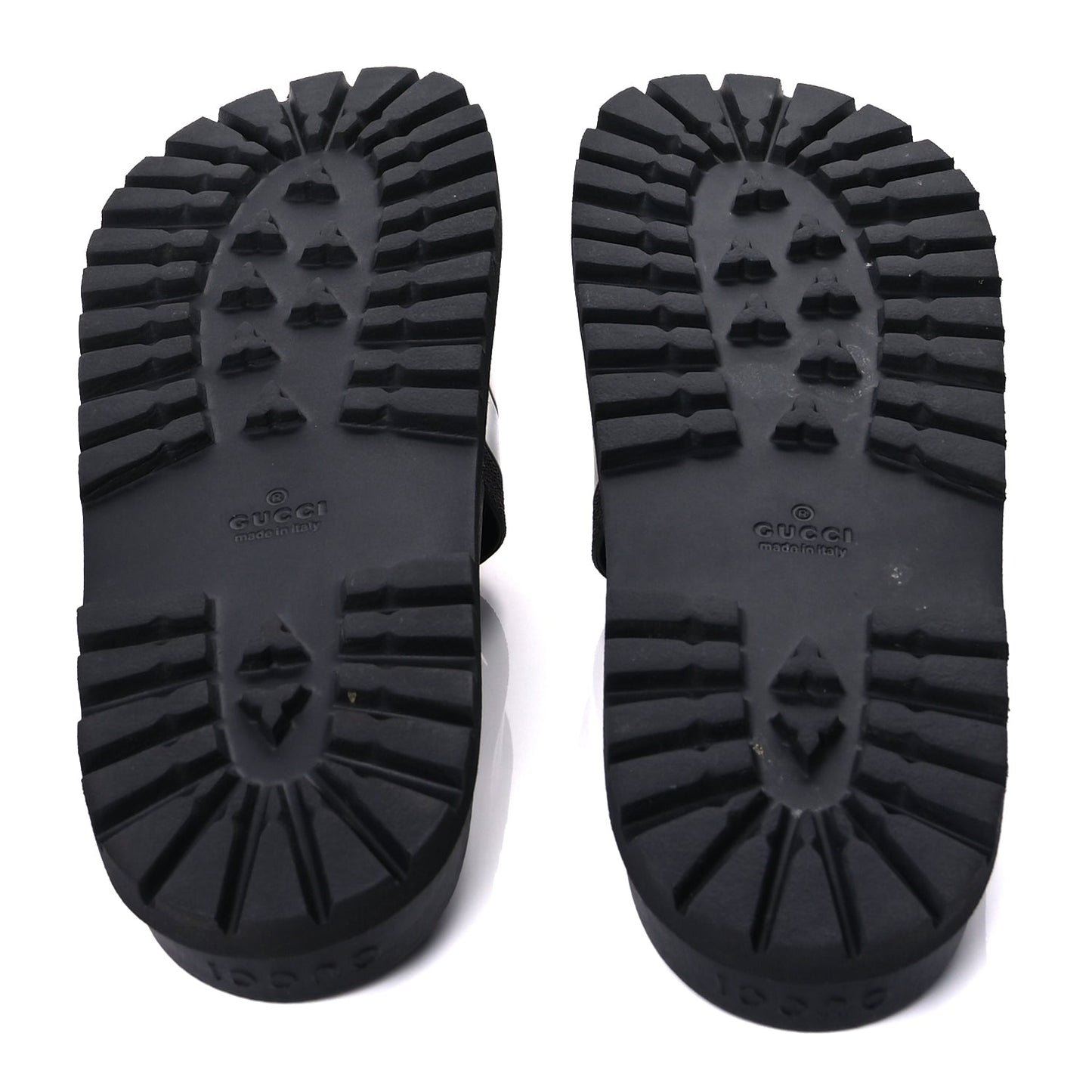 Gucci Rubber Web Mens Lug Sole Slide Sandals 10  Black Green Red