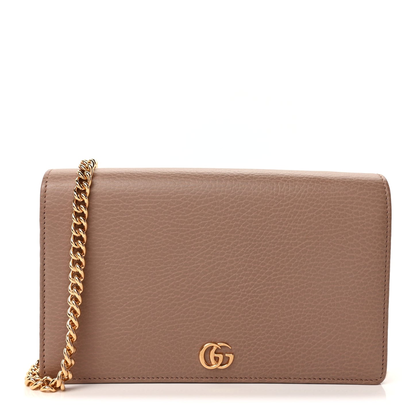 Gucci Calfskin Mini GG Marmont Chain Wallet  Porcelain Rose