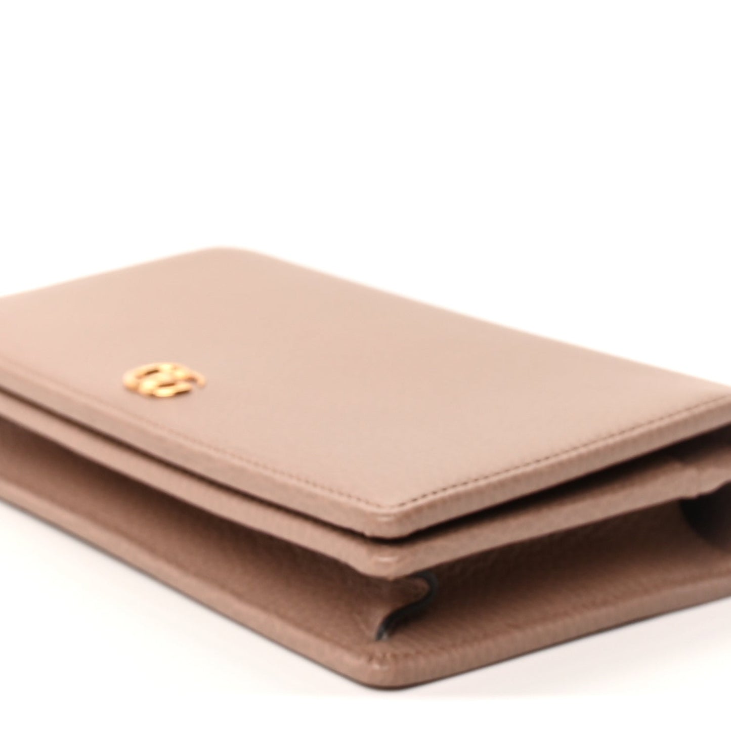 Gucci Calfskin Mini GG Marmont Chain Wallet  Porcelain Rose