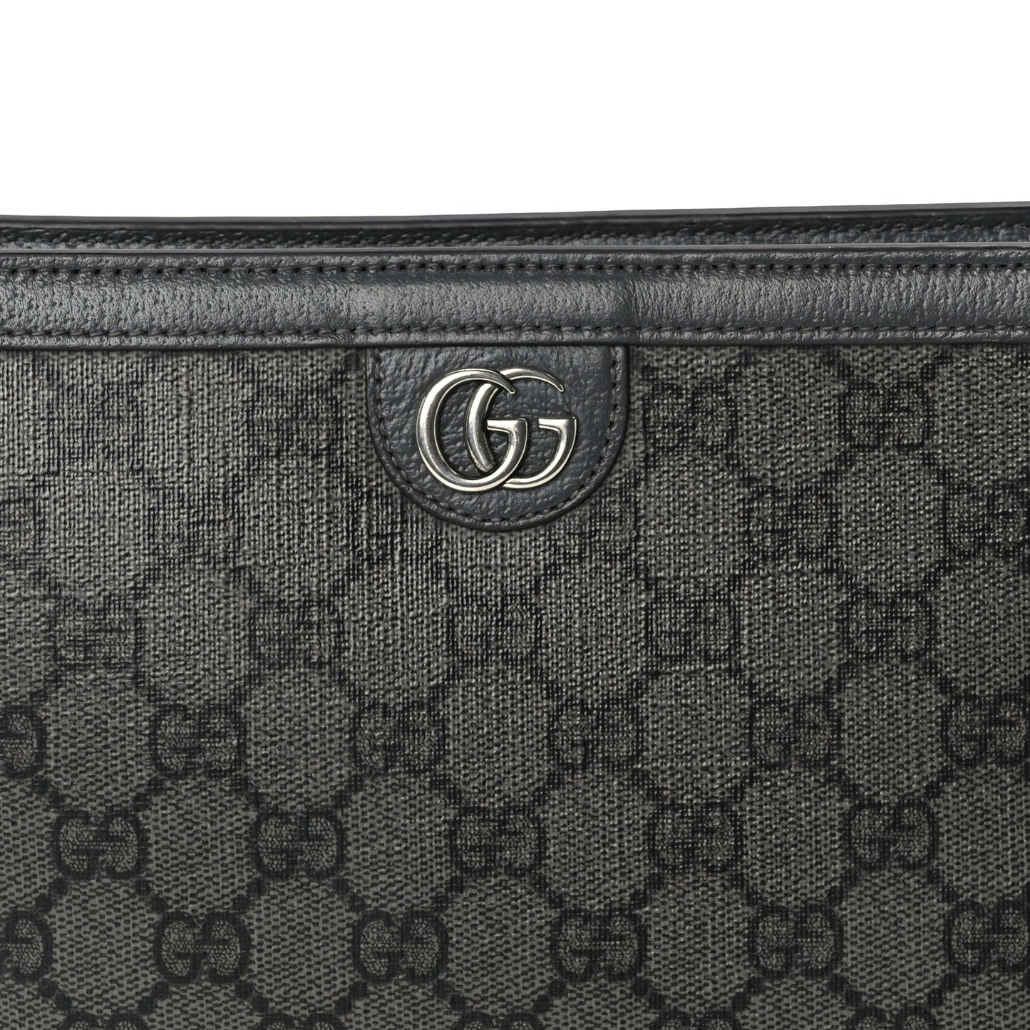 Gucci GG Supreme Monogram Textured Dollar Calfskin Ophidia Wristlet Pouch  Grey Black Graphite Grey
