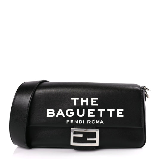 Fendi FENDI X MARC JACOBS Nappa Logo Medium Baguette Black