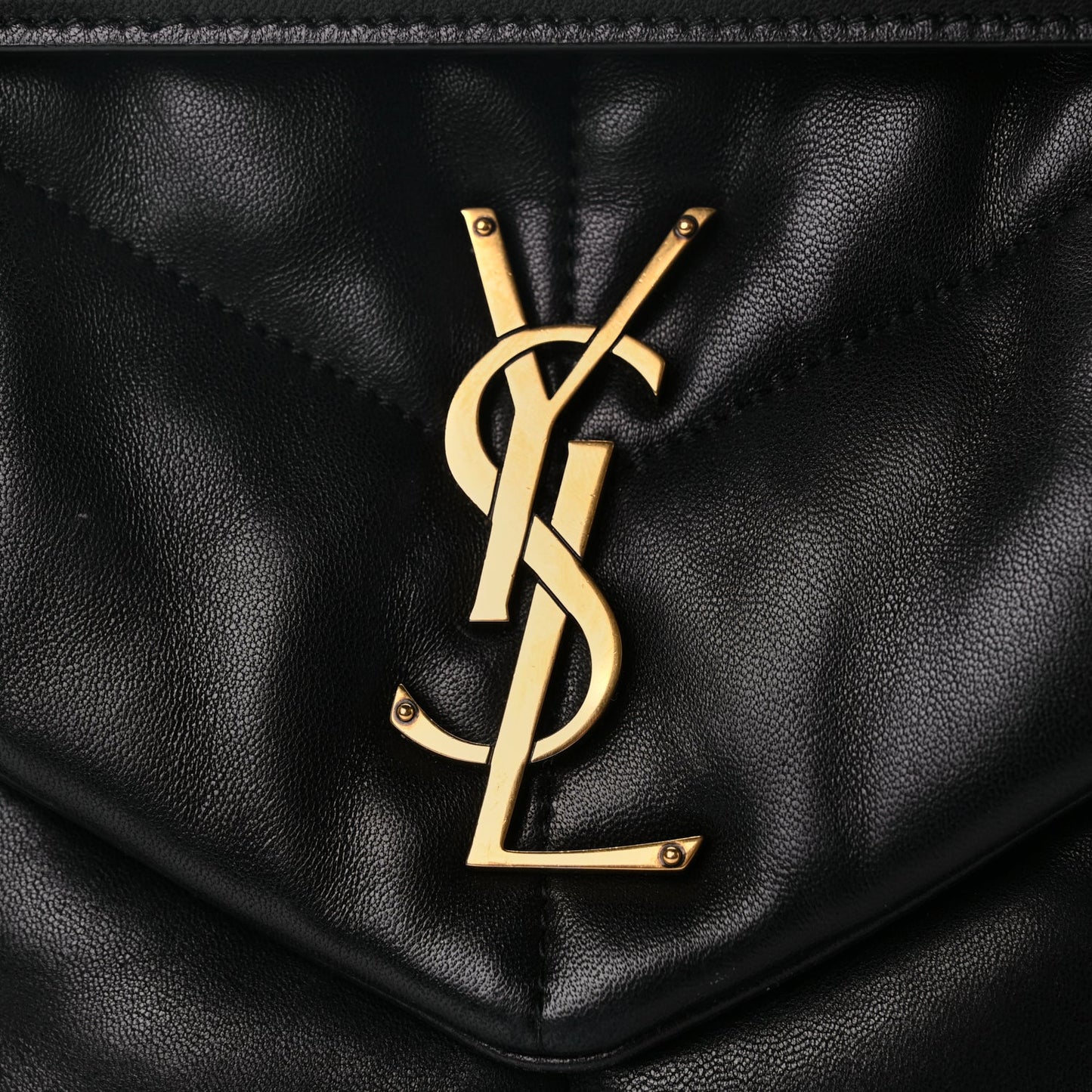 Saint Laurent Lambskin Quilted Small Loulou Puffer Monogram Chain Satchel Black