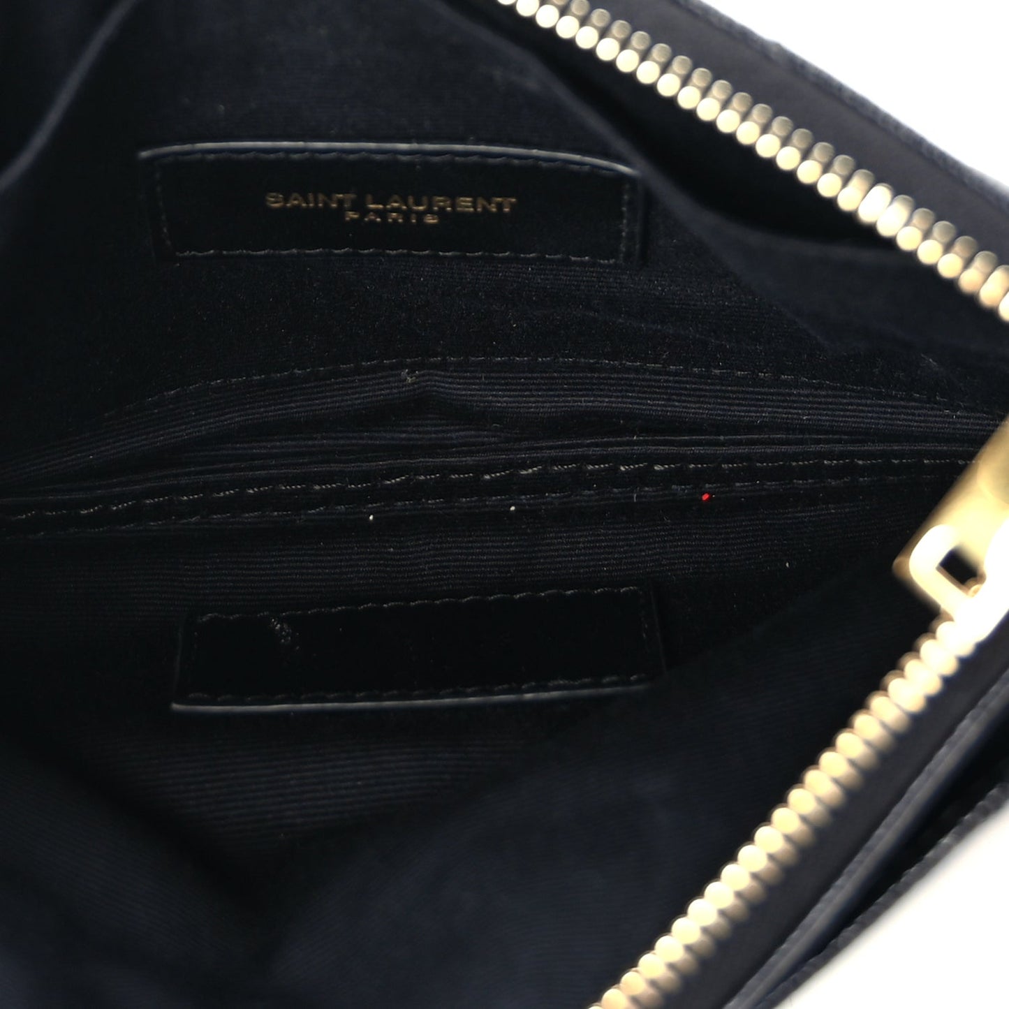 Saint Laurent Grain De Poudre Chevron Monogram Bill Pouch Black