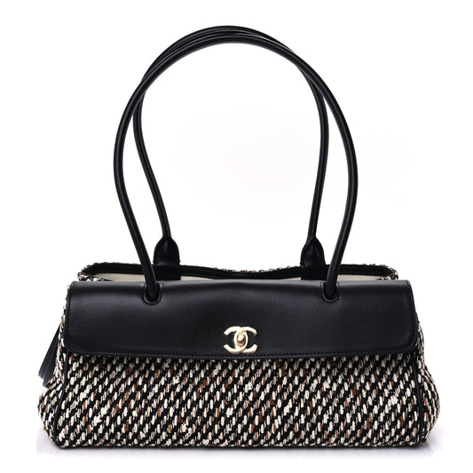 Chanel Calfskin Tweed Urban Essentials Small Shopping Bag Black