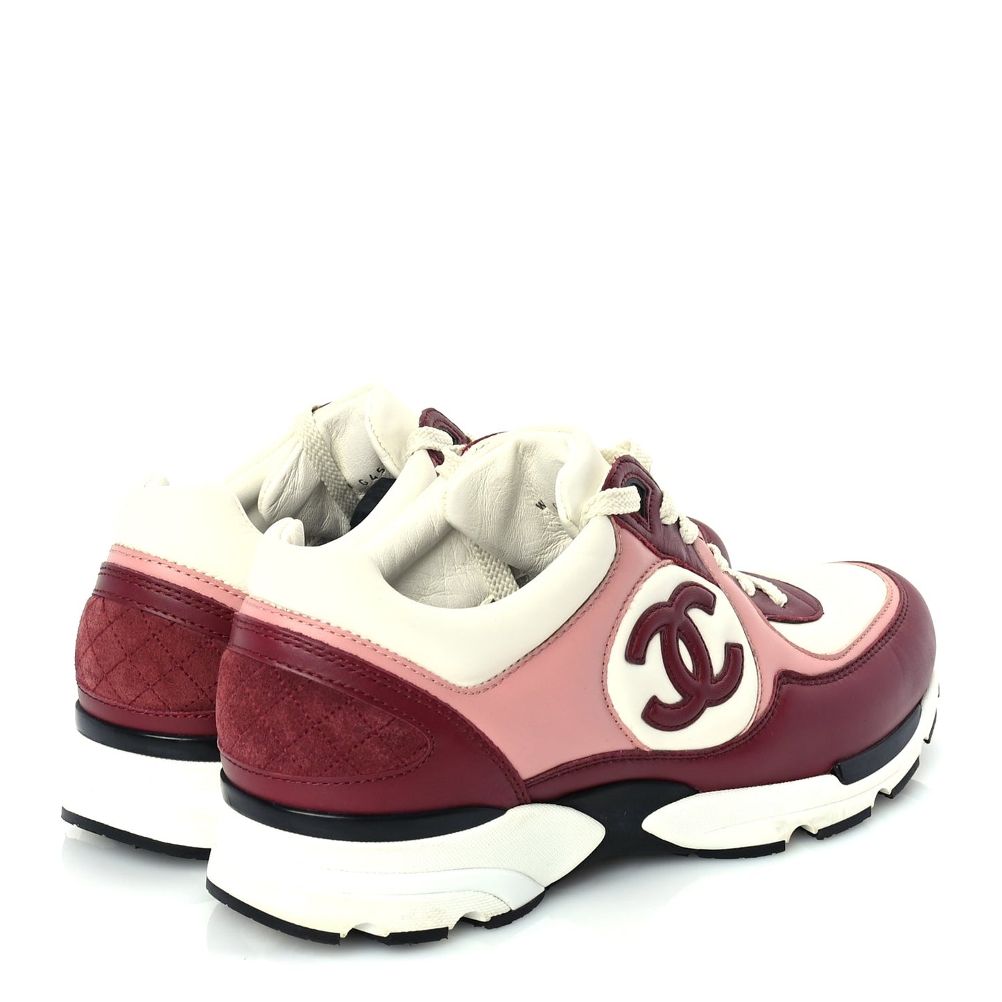 Chanel Calfskin CC Sneakers 39.5  Light Burgundy White Pink
