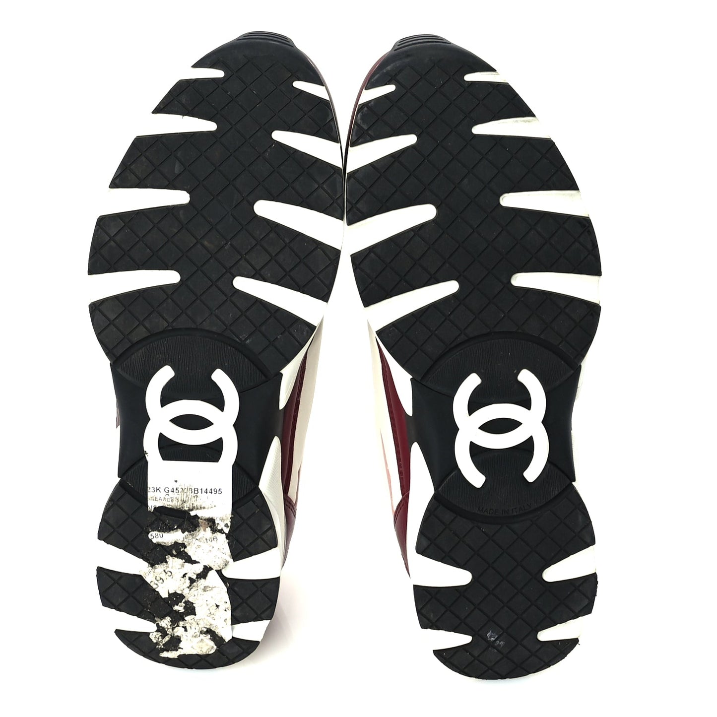Chanel Calfskin CC Sneakers 39.5  Light Burgundy White Pink