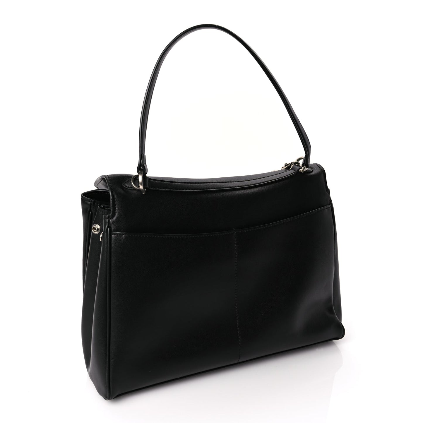 Balenciaga Natural Smooth Calfskin Medium Rodeo Top Handle Handbag Black