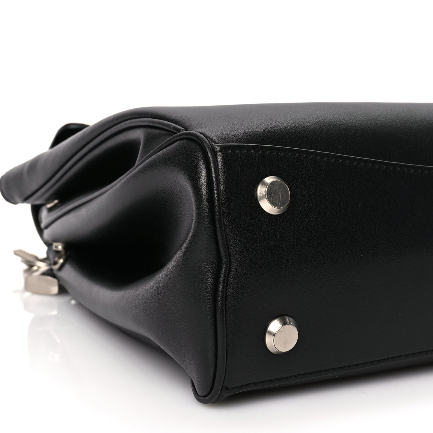 Balenciaga Natural Smooth Calfskin Medium Rodeo Top Handle Handbag Black