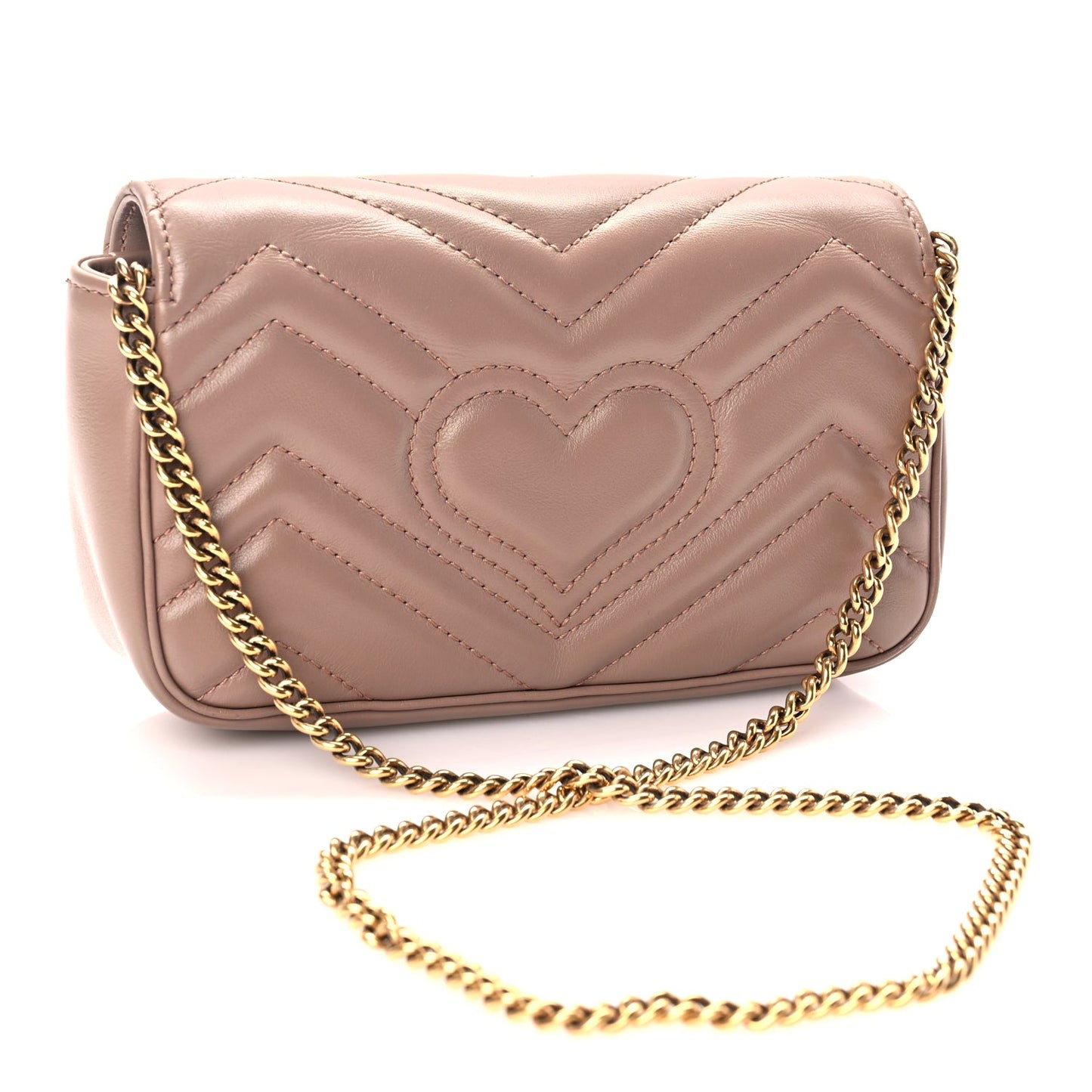 Gucci Calfskin Matelasse Super Mini GG Marmont Shoulder Bag Porcelain Rose