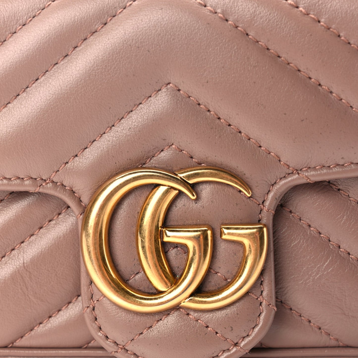 Gucci Calfskin Matelasse Super Mini GG Marmont Shoulder Bag Porcelain Rose