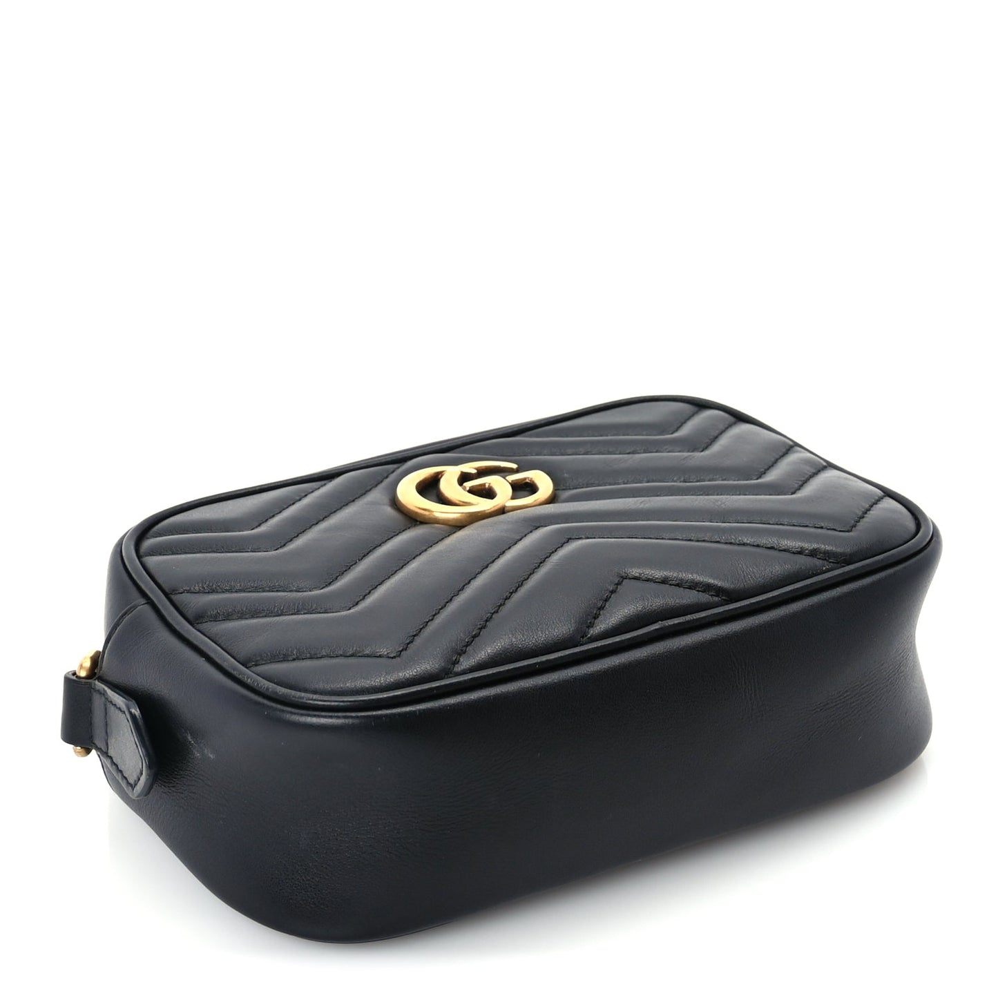 Gucci Calfskin Matelasse Mini GG Marmont Chain Shoulder Bag  Black