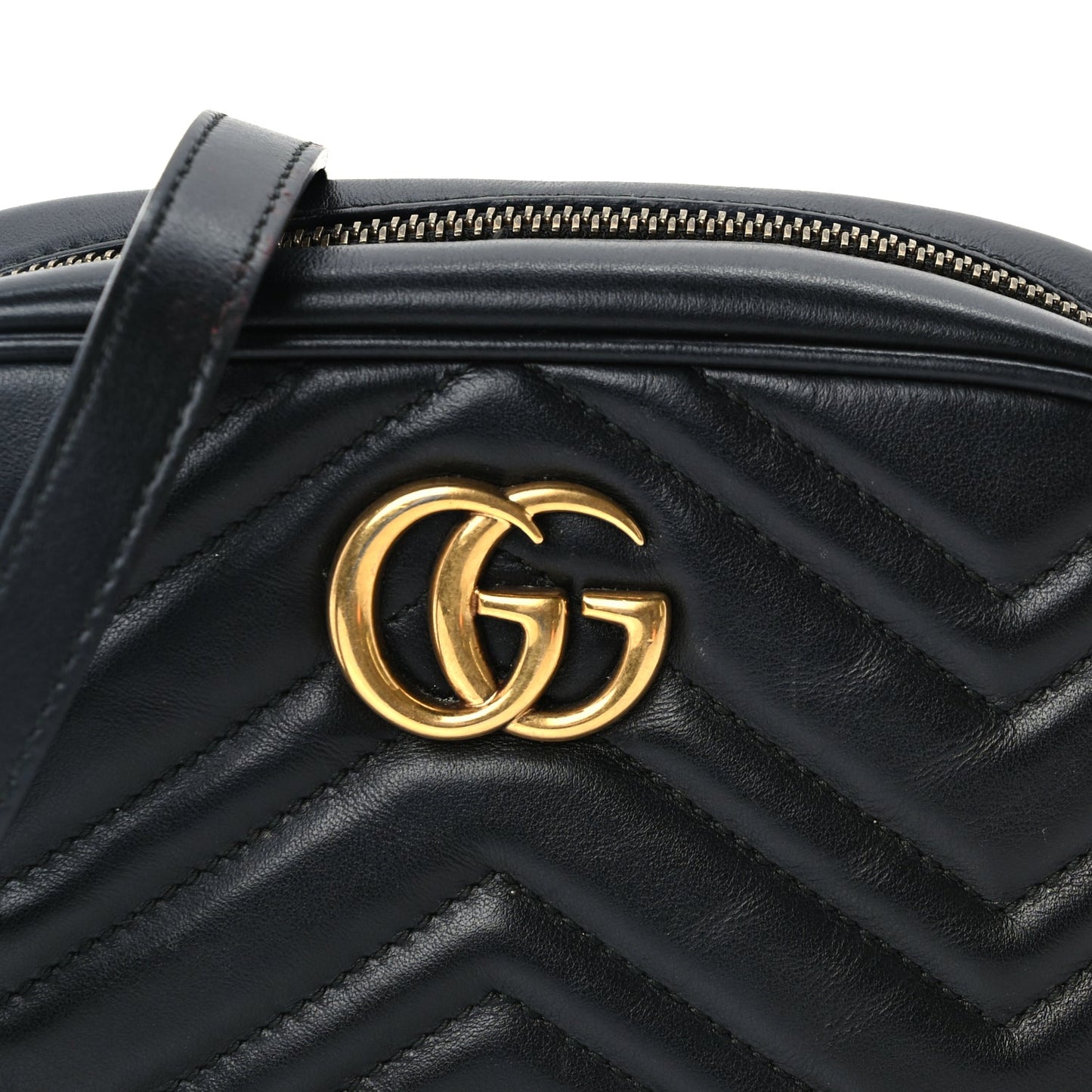 Gucci Calfskin Matelasse Mini GG Marmont Chain Shoulder Bag  Black