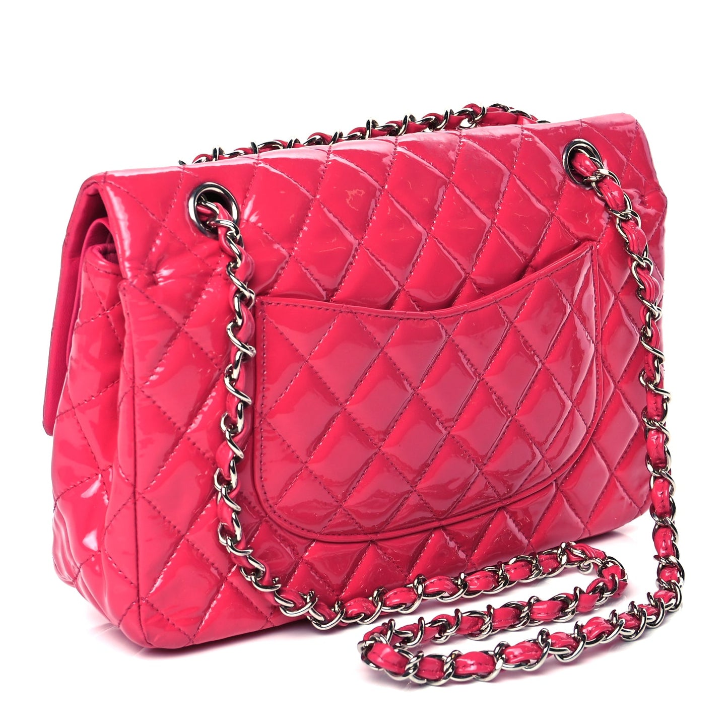 Chanel Patent Quilted Medium Double Flap Pink