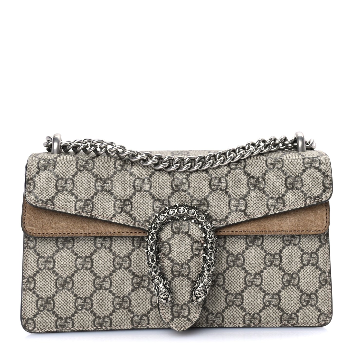 Gucci GG Supreme Monogram Small Dionysus Shoulder Bag Taupe