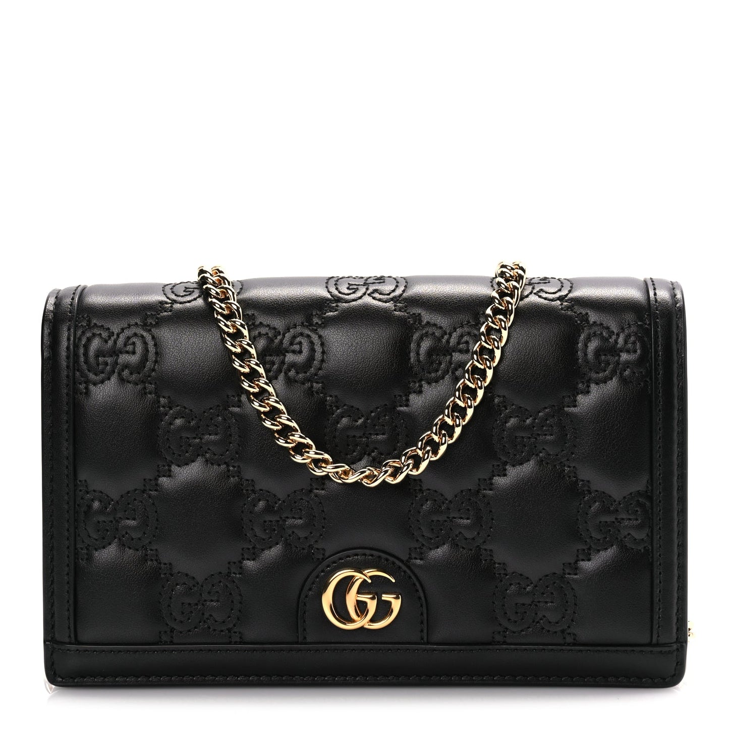Gucci Calfskin GG Matelasse Chain Wallet Black