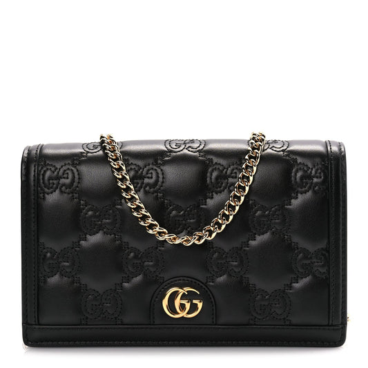 Gucci Calfskin GG Matelasse Chain Wallet Black