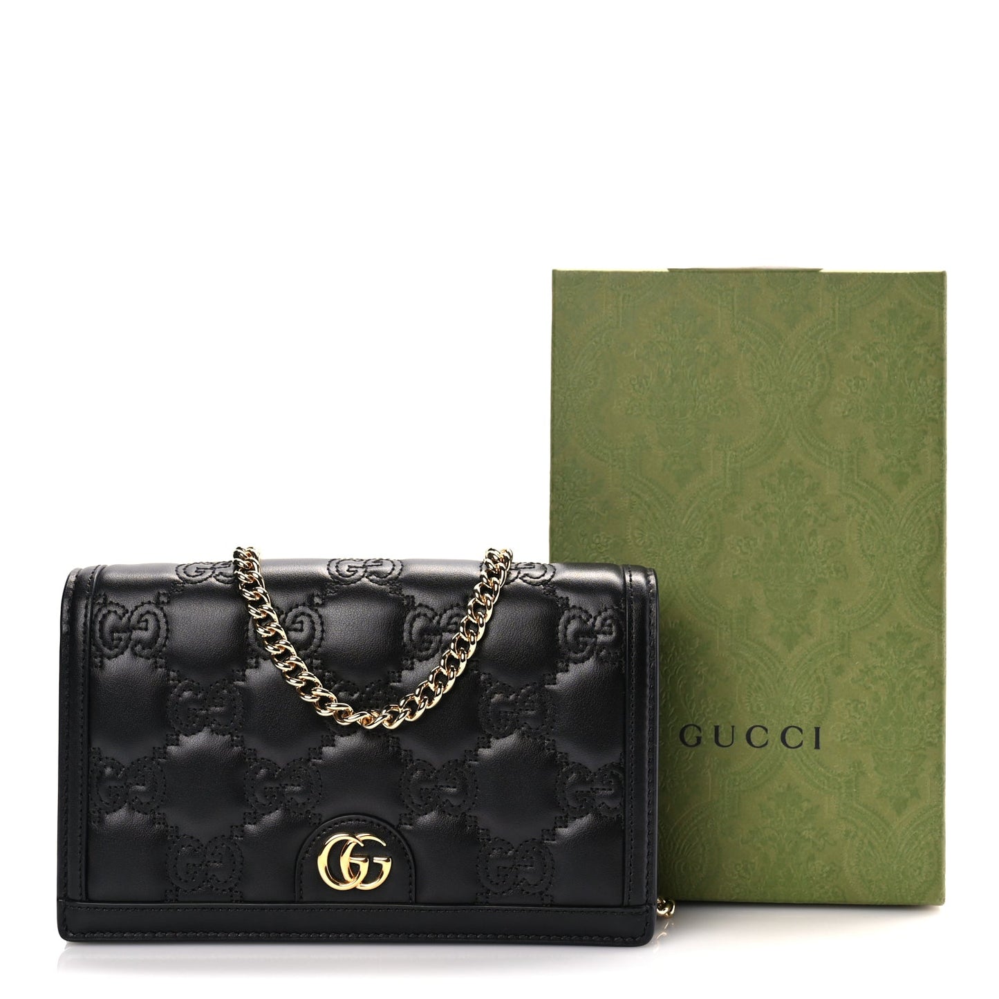 Gucci Calfskin GG Matelasse Chain Wallet Black