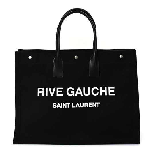 Saint Laurent Linen Calfskin Rive Gauche Tote