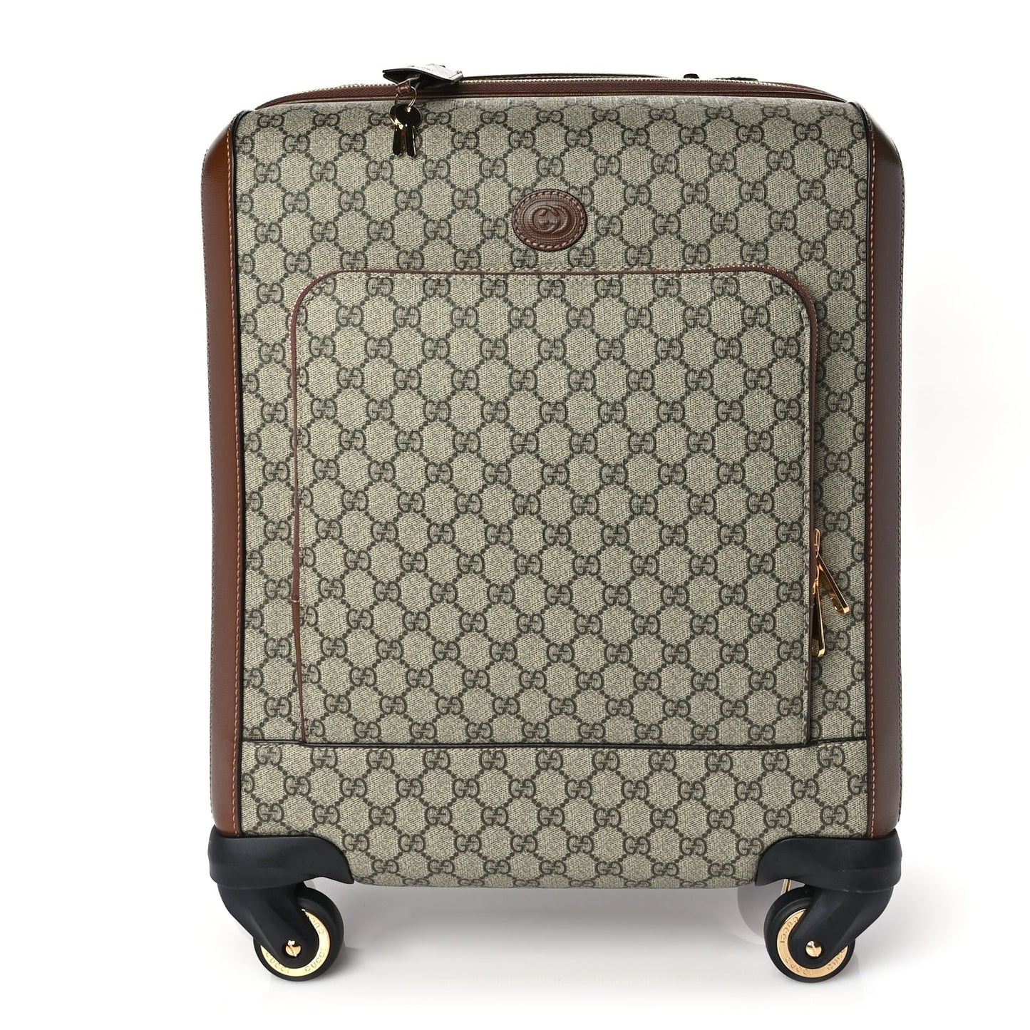 Gucci GG Supreme Monogram Azalea Calfskin Retro Interlocking G Carry On Trolley Brown Sugar