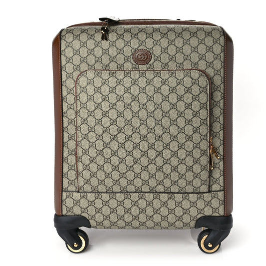 Gucci GG Supreme Monogram Azalea Calfskin Retro Interlocking G Carry On Trolley Brown Sugar