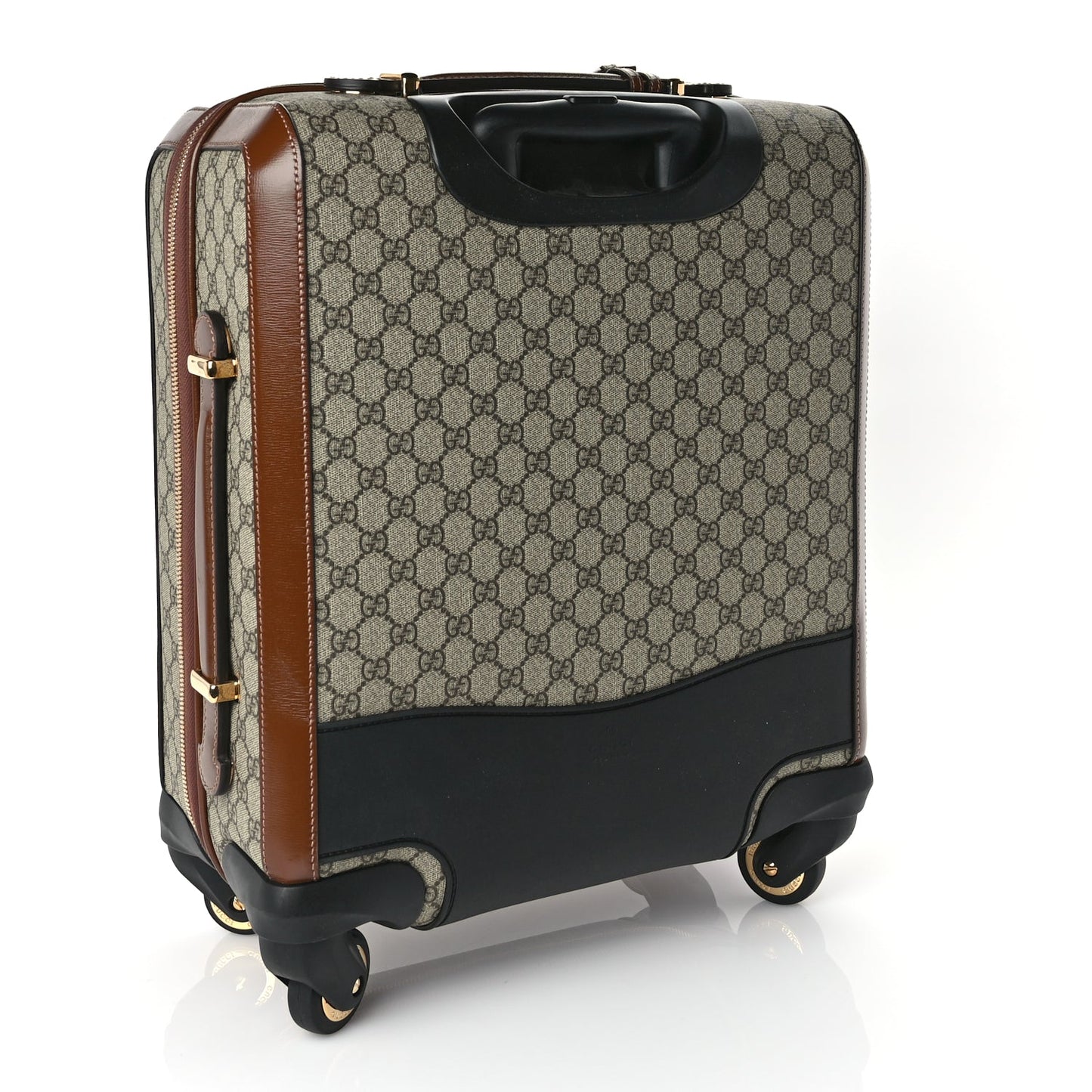 Gucci GG Supreme Monogram Azalea Calfskin Retro Interlocking G Carry On Trolley Brown Sugar