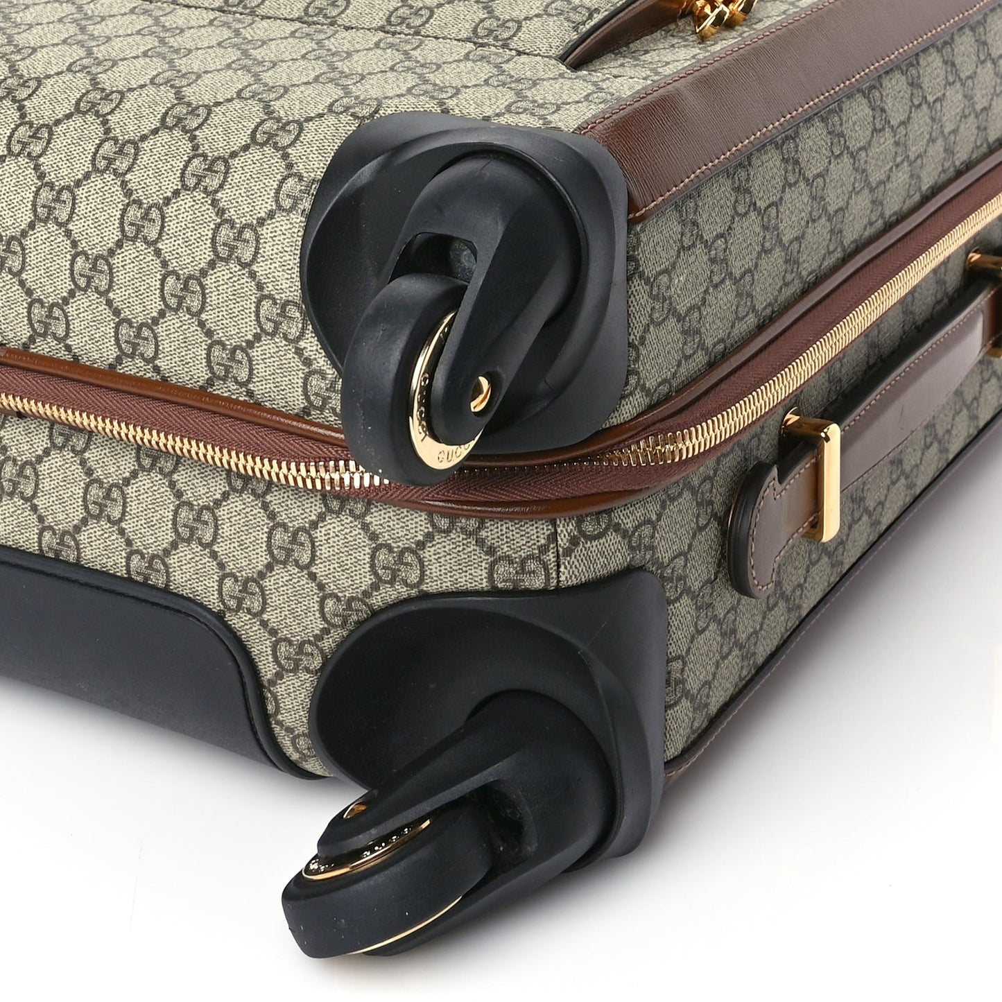 Gucci GG Supreme Monogram Azalea Calfskin Retro Interlocking G Carry On Trolley Brown Sugar