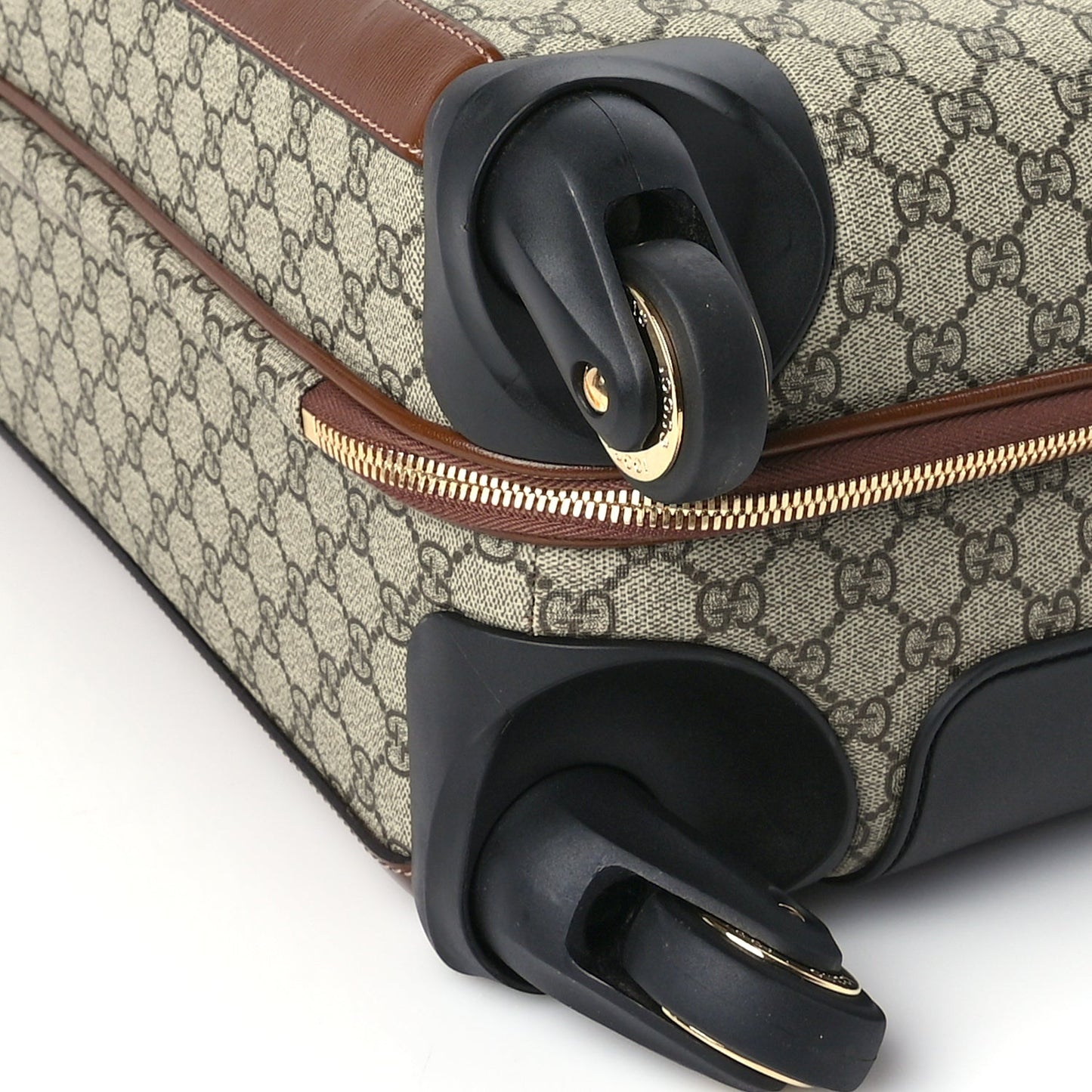 Gucci GG Supreme Monogram Azalea Calfskin Retro Interlocking G Carry On Trolley Brown Sugar