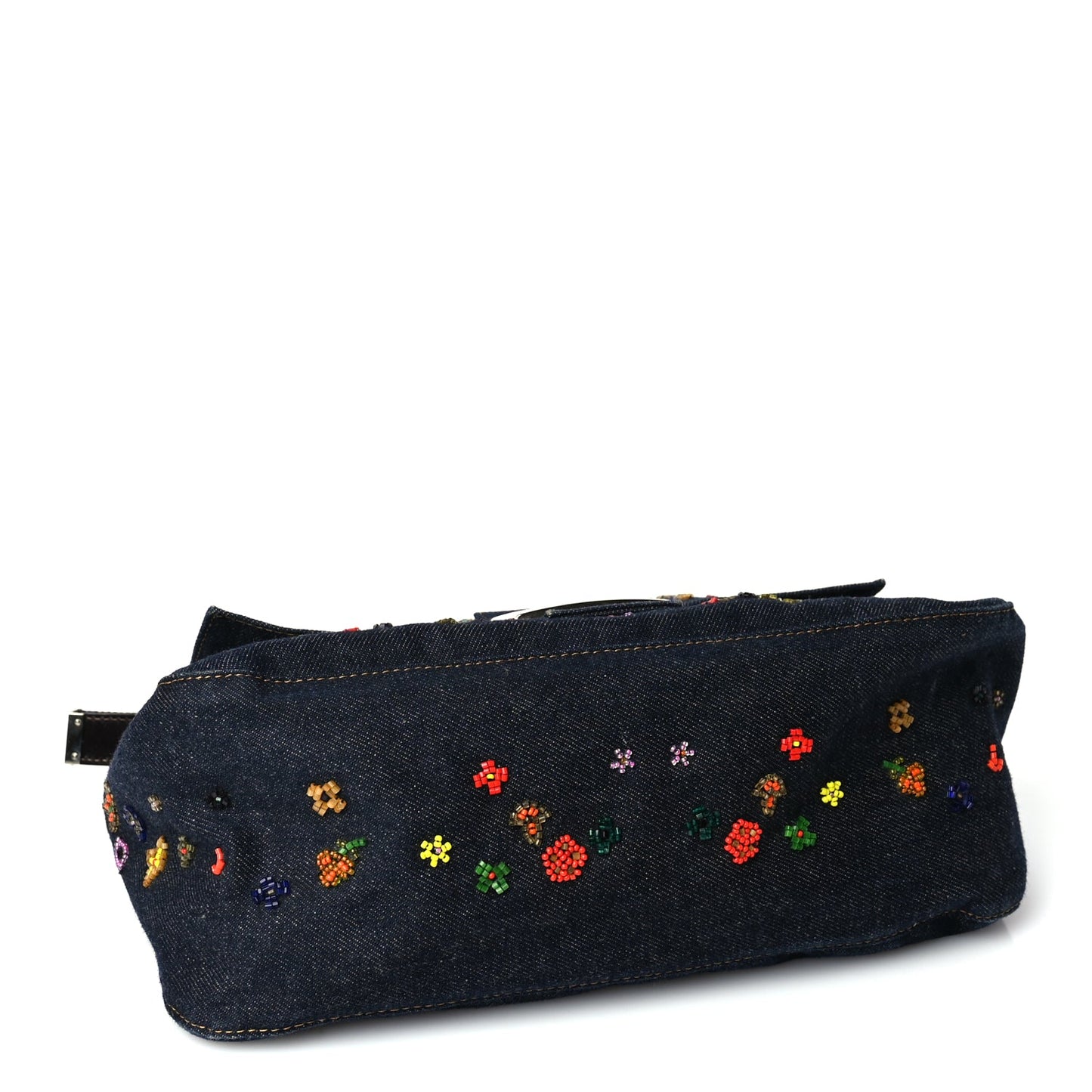 Fendi Denim Beaded Mama Baguette Blue