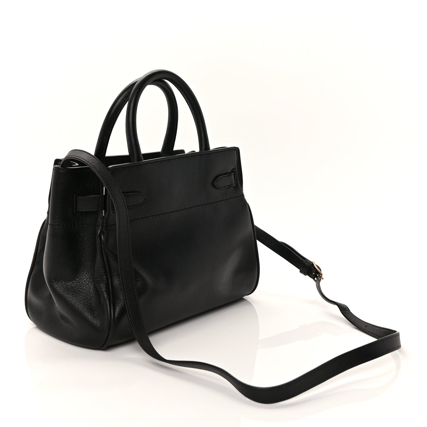 Mulberry Calf Hair Calfskin Leopard Print Small Belted Bayswater Tote Black