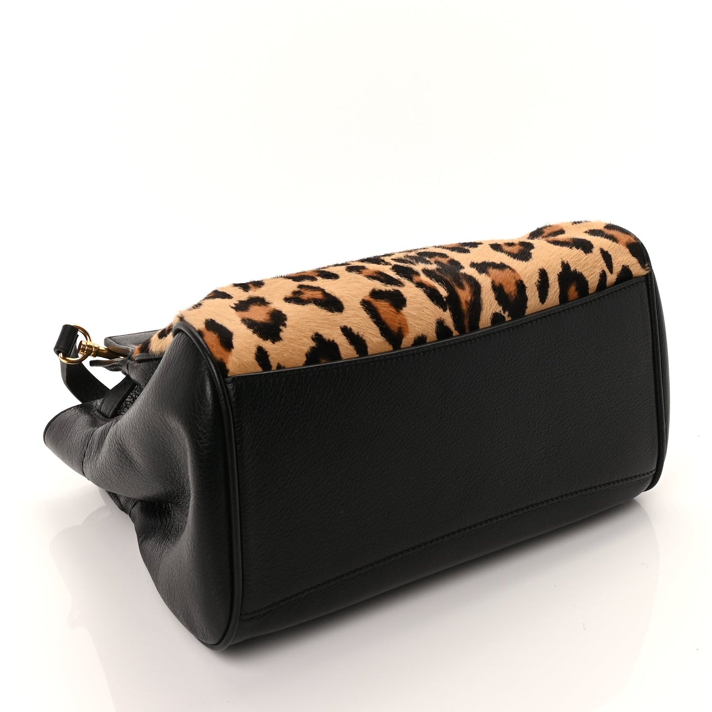 Mulberry Calf Hair Calfskin Leopard Print Small Belted Bayswater Tote Black