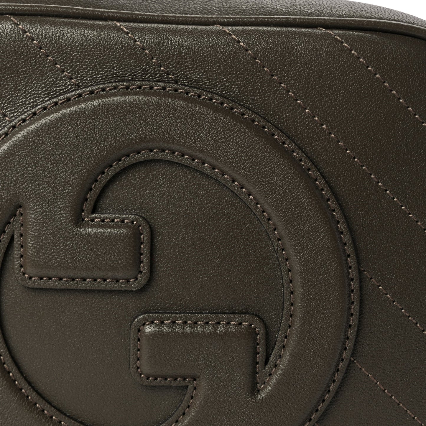 Gucci Sakai Be Green Calfskin Diagonal Stitched Small Blondie Shoulder Bag Craclet Brown