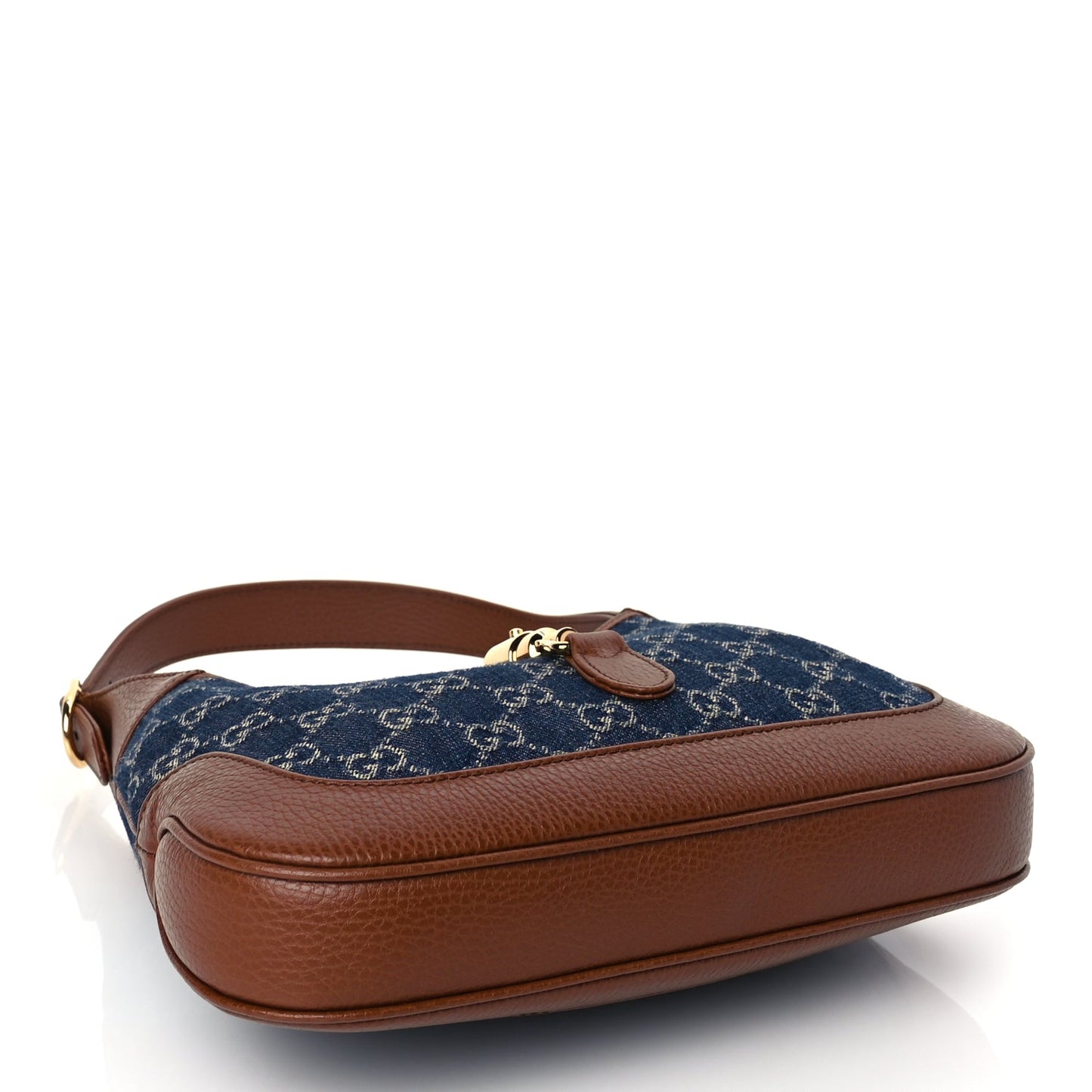 Gucci New Denim GG Monogram Calfskin Small Jackie 1961 Hobo Blue Tea Cuir