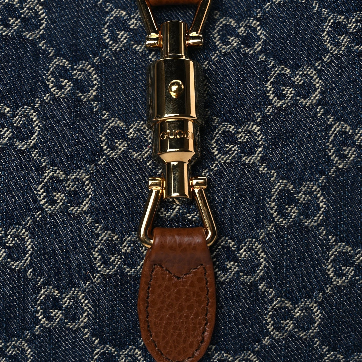 Gucci New Denim GG Monogram Calfskin Small Jackie 1961 Hobo Blue Tea Cuir
