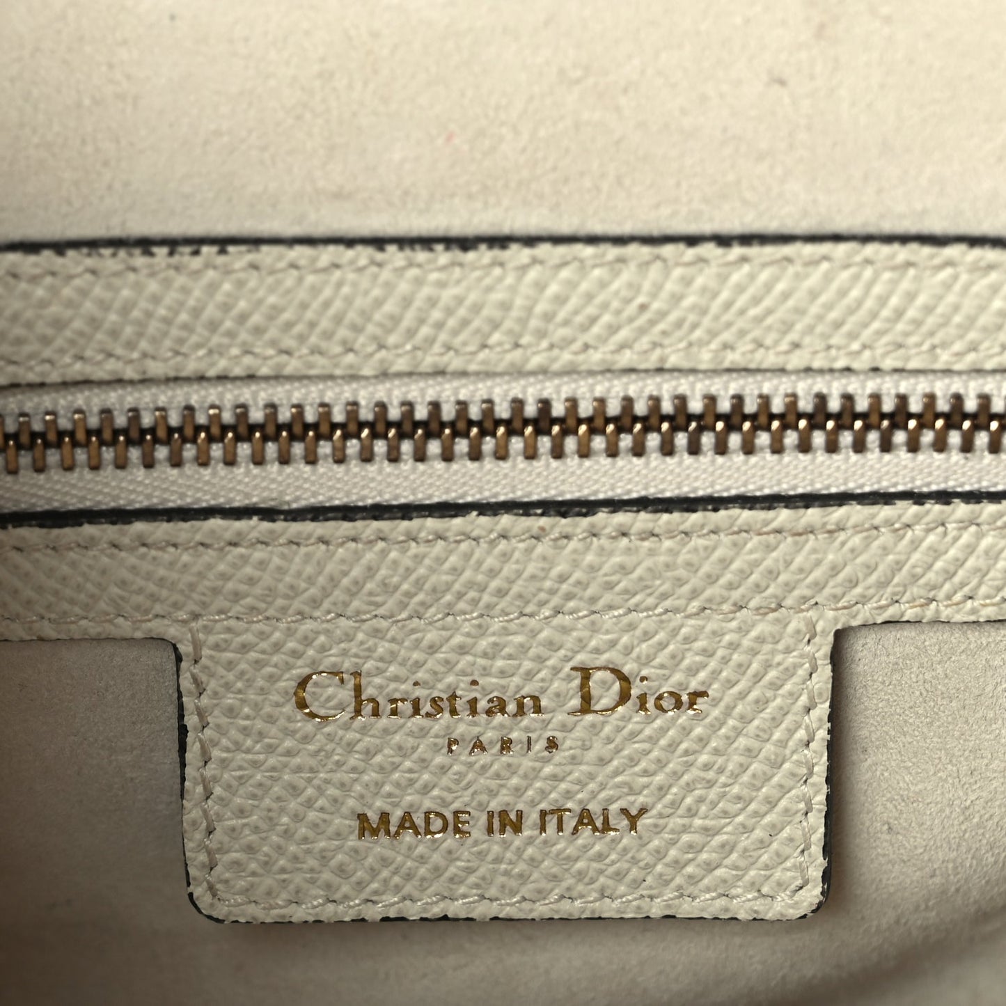 Christian Dior Grained Calfskin Saddle Bag With Strap Latte