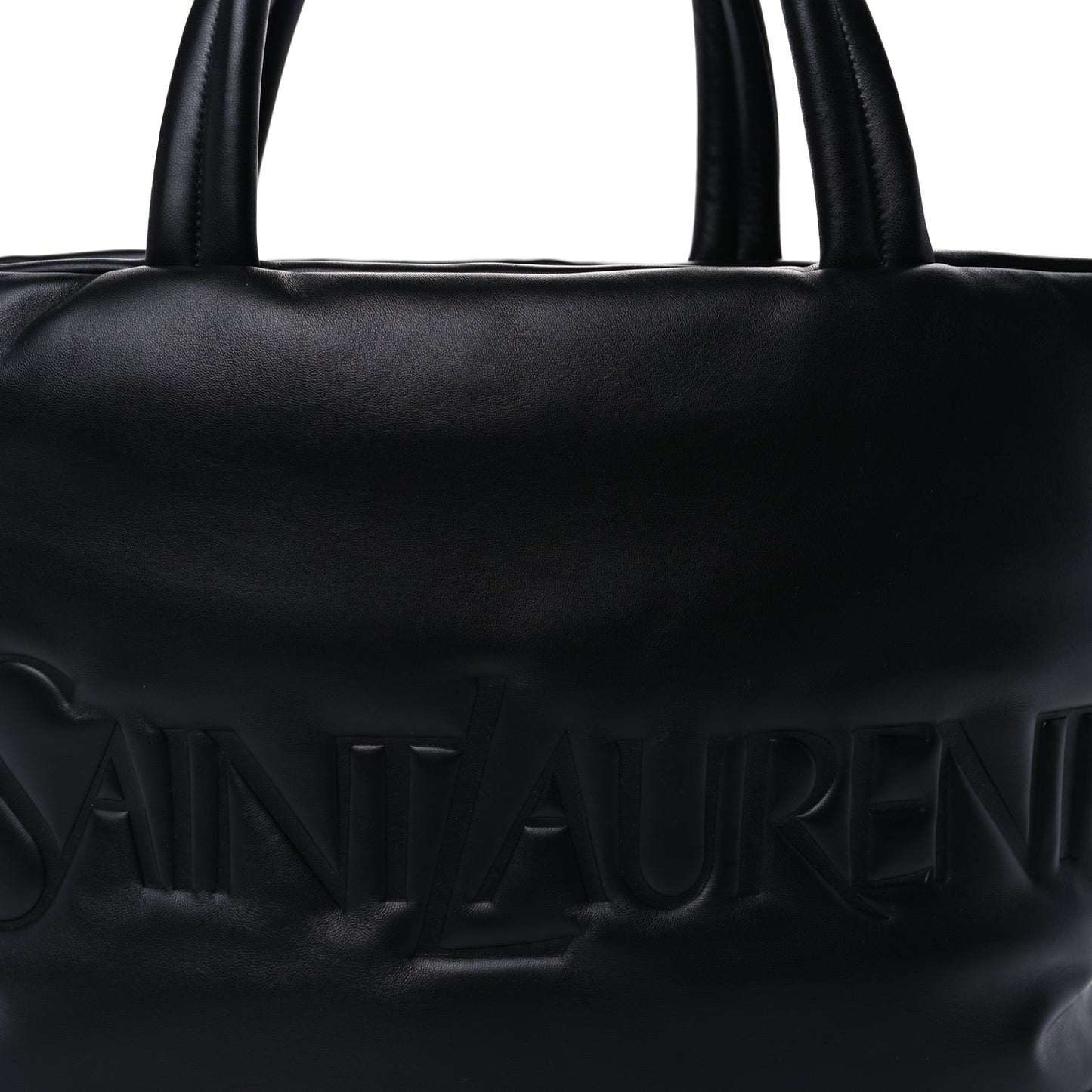 Saint Laurent Lambskin Wide Puffer Tote  Black