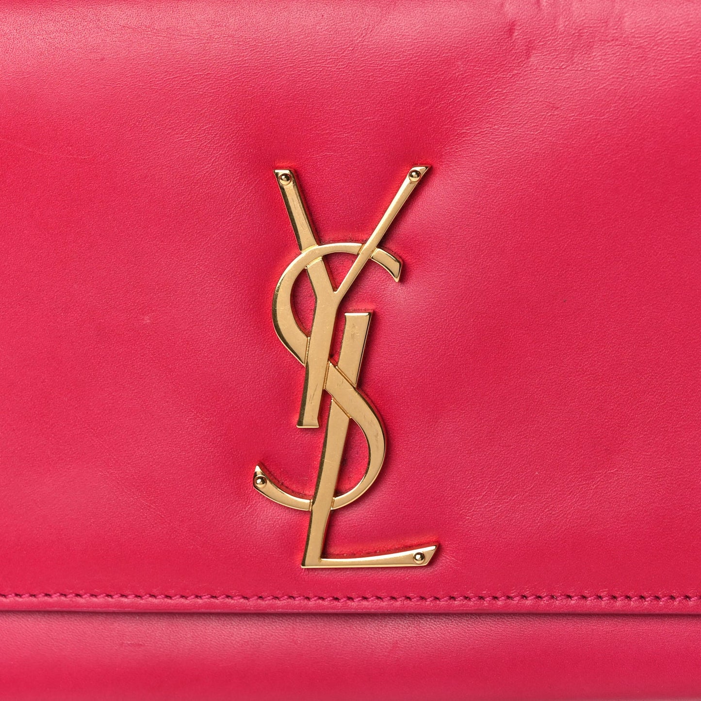 Saint Laurent Smooth Calfskin Classic Monogram Cassandre Clutch Lipstick Fuchsia