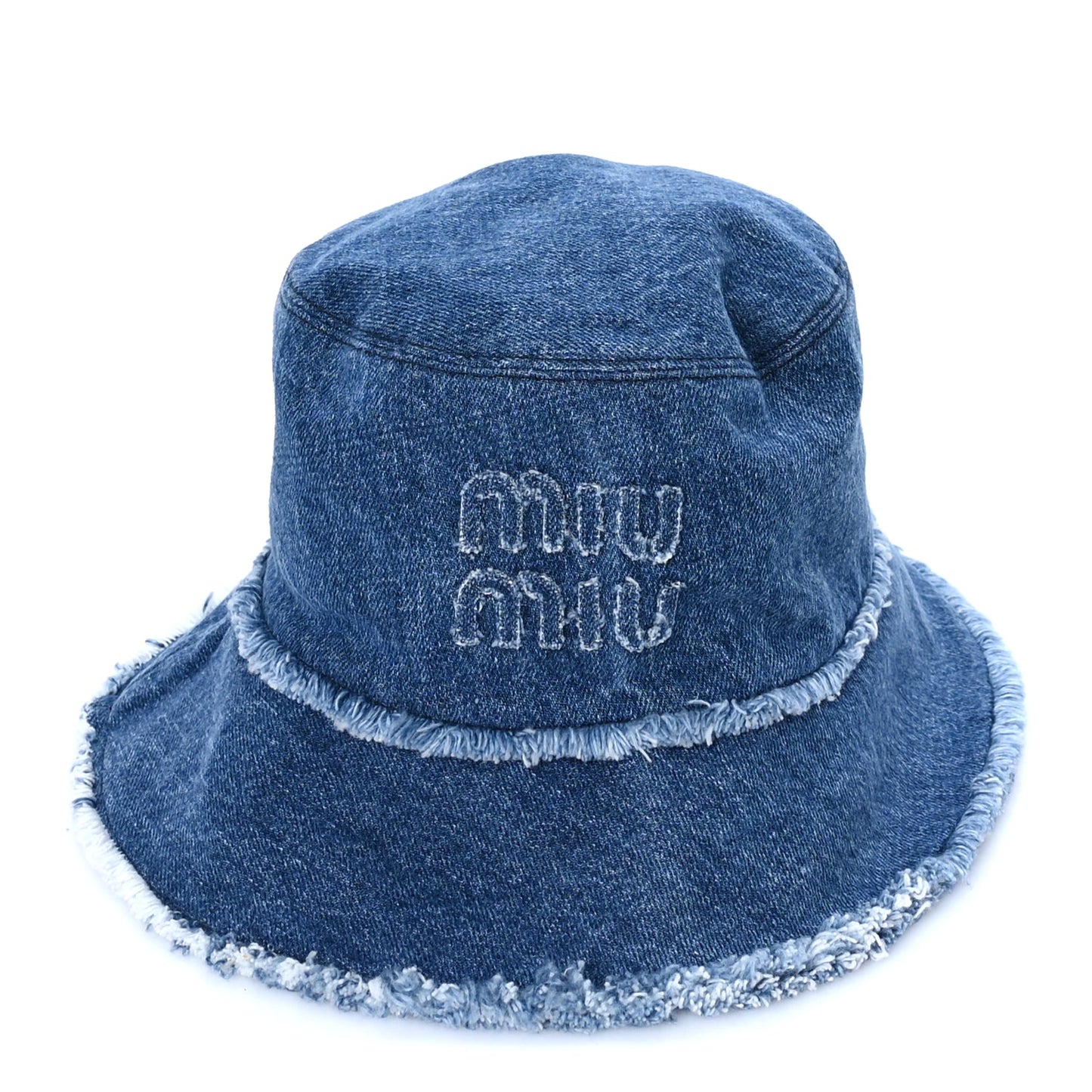 Miu Miu Denim Logo Bucket Hat S Blue